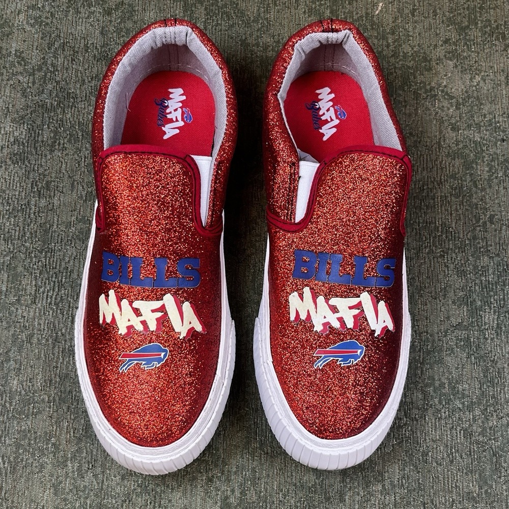 Buffalo Bills Foco Slip On Canvas Shoes‎ Women's 6 Red Vans Style "Bills Mafia"